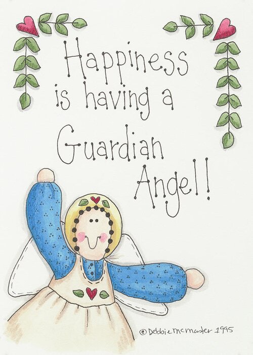 Guardian Angel Greeting Card featuring the painting Guardian Angel by Debbie Mcmaster