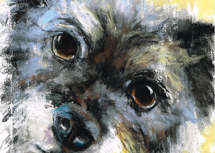 Small Dogs Greeting Card featuring the painting Gunny by Frances Marino