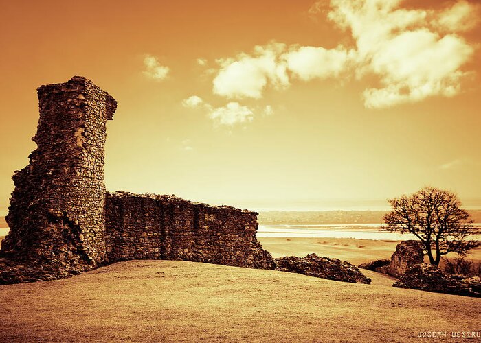 Orange Greeting Card featuring the photograph Hadleigh Castle by Joseph Westrupp