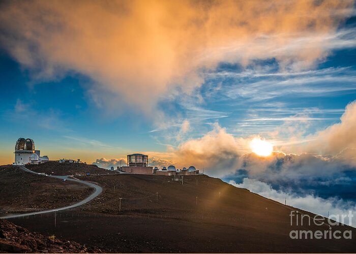 Pink Greeting Card featuring the photograph Haleakala Crater At Sunset by Alexander Demyanenko