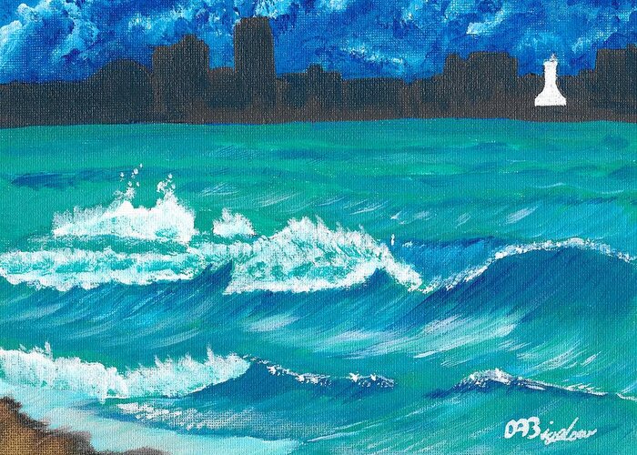 Wave Greeting Card featuring the painting Hamilton Beach by David Bigelow