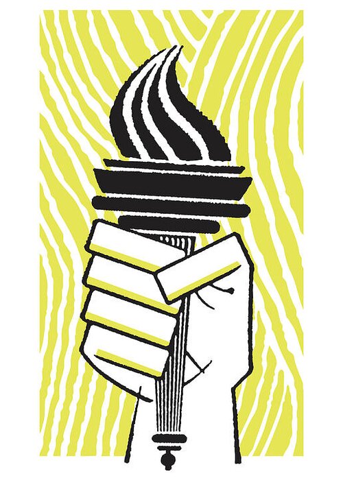 America Greeting Card featuring the drawing Hand Gripping Olympic Torch by CSA Images