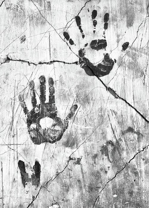 Hand Prints Greeting Card featuring the photograph Hand Prints by Minnie Gallman