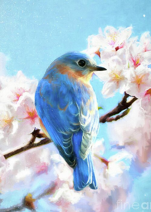 Bluebird Greeting Card featuring the painting Handsome Gazing Bluebird by Tina LeCour