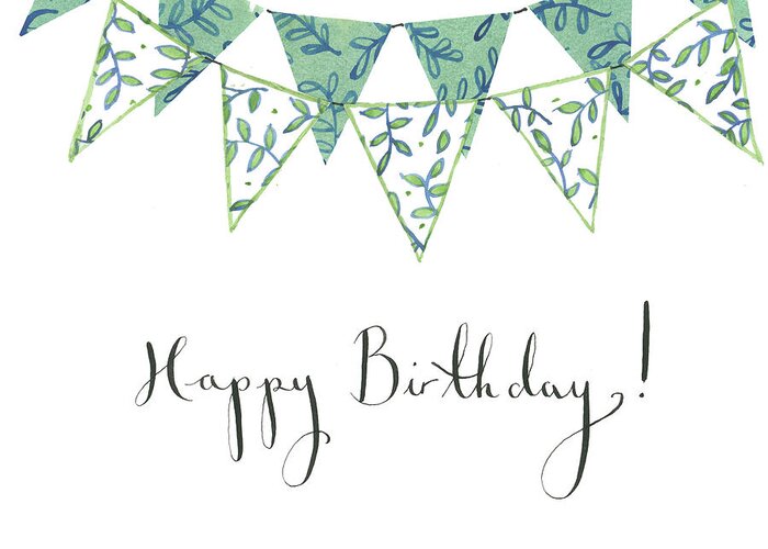 Birthday Greeting Card featuring the painting Happy Birthday Bunting by Elizabeth Rider