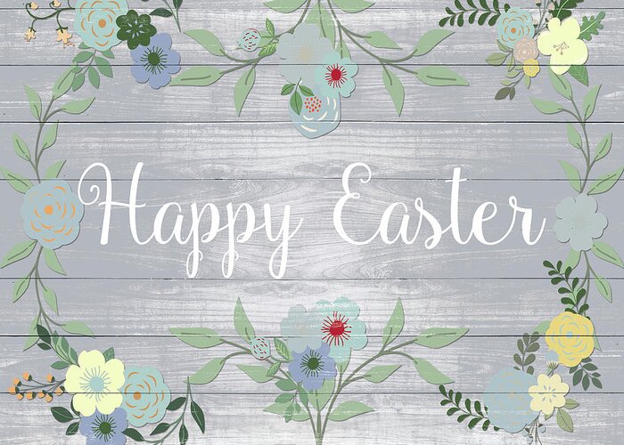 Happy Greeting Card featuring the digital art Happy Easter Floral by Sd Graphics Studio