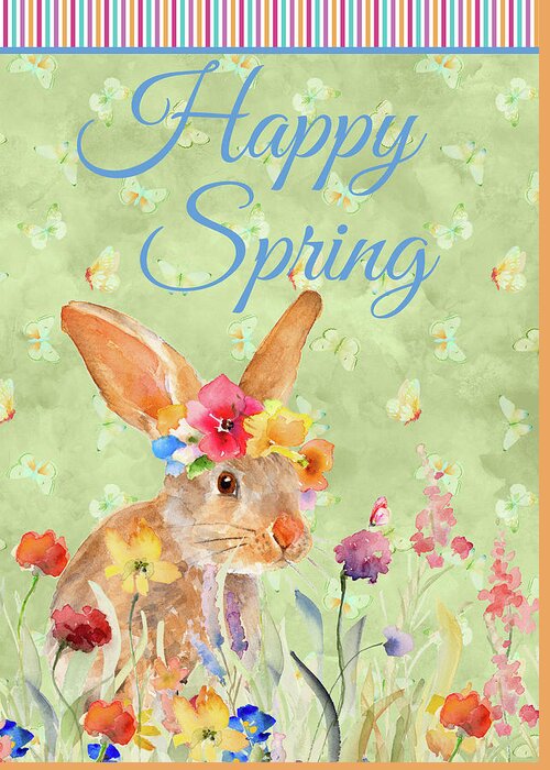 Happy Greeting Card featuring the mixed media Happy Spring Bunny by Lanie Loreth
