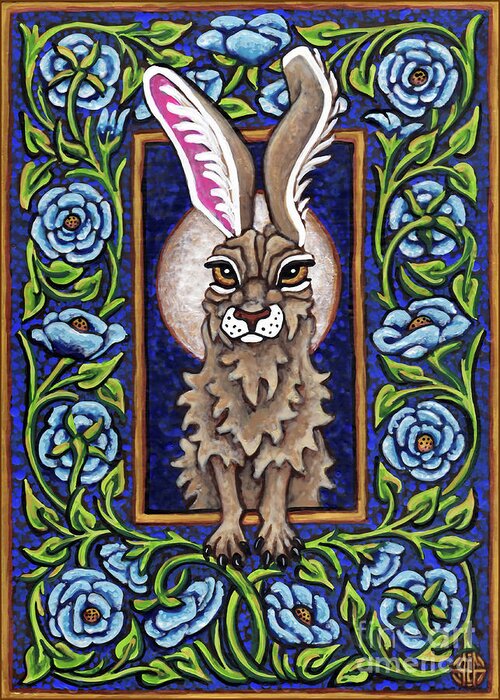 Hare Greeting Card featuring the painting Hare Design 3 by Amy E Fraser