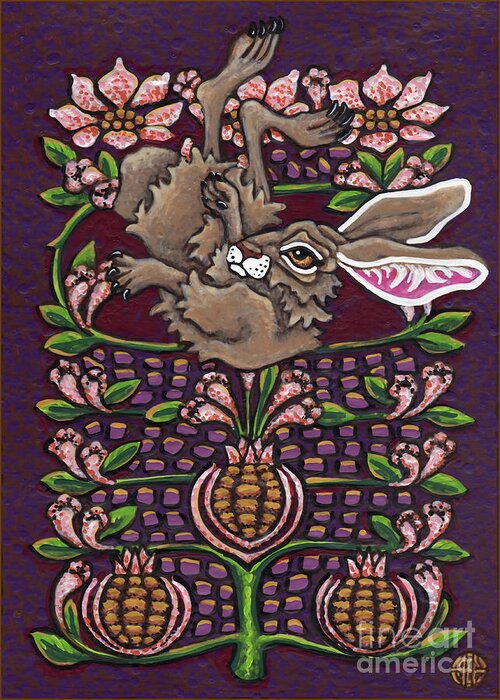 Hare Greeting Card featuring the painting Hare Design 4 by Amy E Fraser