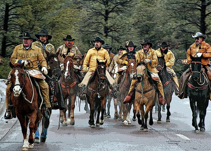 Pony Express Re-enactment Greeting Card featuring the photograph Hashknife Riders by Matalyn Gardner