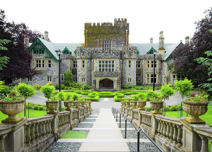 Vancouver Island Greeting Card featuring the photograph Hatley Castle Of Royal Roads University by Gregobagel