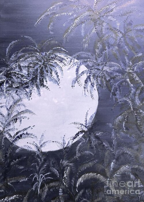 Hawaiian Blue Moon Greeting Card featuring the painting Hawaiian Darken Blue Moon by Michael Silbaugh