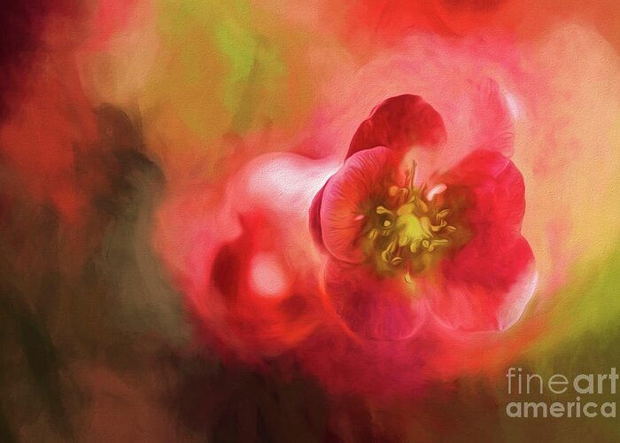 Flowering Quince Greeting Card featuring the photograph Heart Centered Love by Mary Lou Chmura