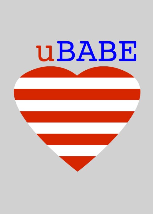 Ubabe Heart Greeting Card featuring the digital art Hearts and Stripes by Ubabe Style
