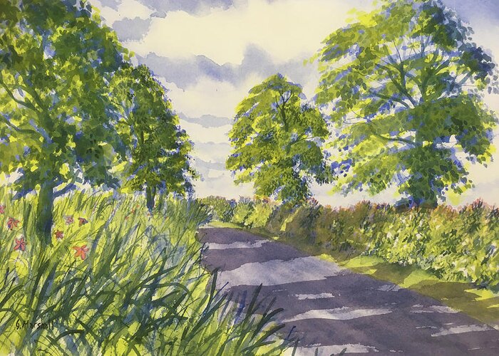 Watercolour Greeting Card featuring the painting Hedgerows on Rudston Road by Glenn Marshall