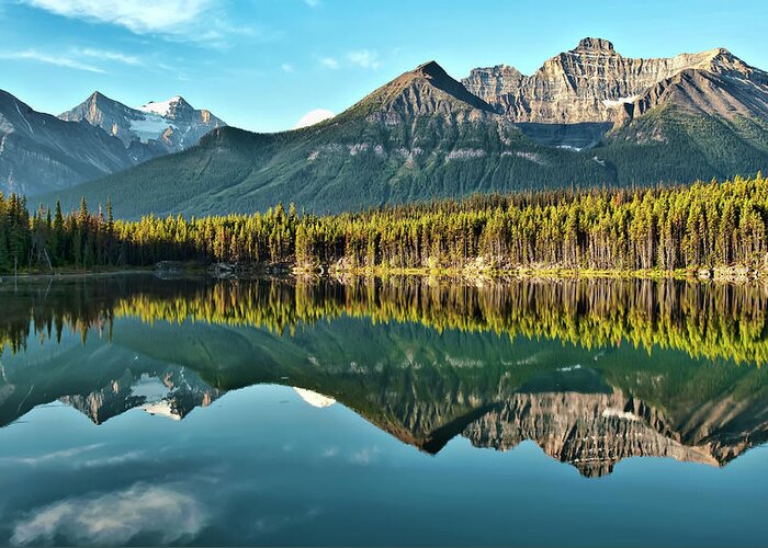 Scenics Greeting Card featuring the photograph Herbert Lake - Quiet Morning by Jeff R Clow