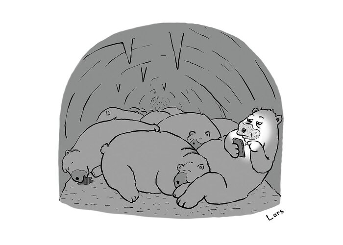 Bear Greeting Card featuring the drawing Hibernation by Lars Kenseth