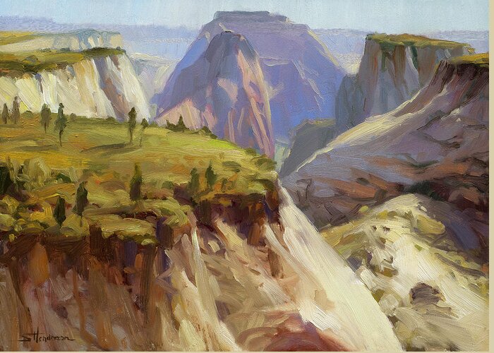 Zion Greeting Card featuring the painting High on Zion by Steve Henderson