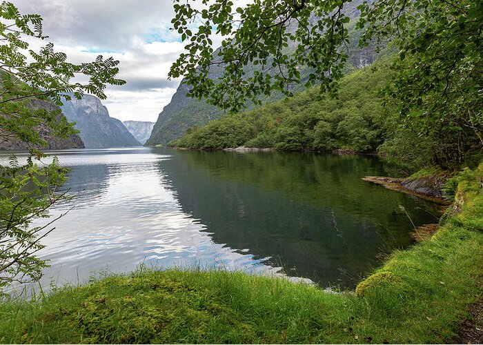 Outdoors Greeting Card featuring the photograph Hiking the Old Postal Road by the Naeroyfjord, Norway by Andreas Levi