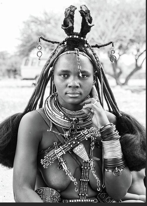 Portrait Greeting Card featuring the photograph Himba Style Girl by Mache Del Campo