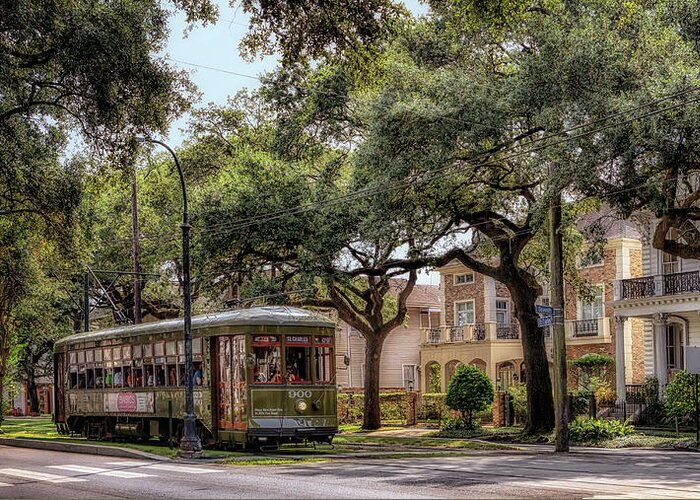 Garden District Greeting Card featuring the photograph Historic St. Charles Streetcar by Susan Rissi Tregoning