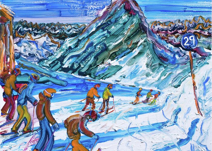 Obergurgl Greeting Card featuring the painting Hochgurgl Ski Print by Pete Caswell
