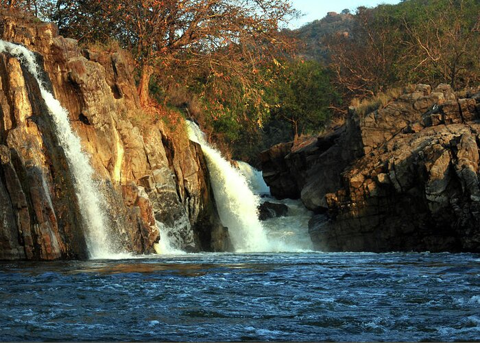 Scenics Greeting Card featuring the photograph Hogenakkal Falls by Rabindranath Chakraborty Photography