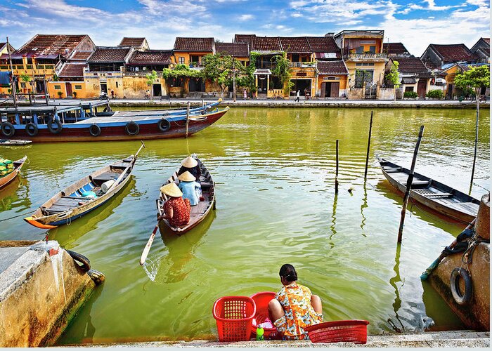 People Greeting Card featuring the photograph Hoi An In Vietnam by Bruno De Hogues