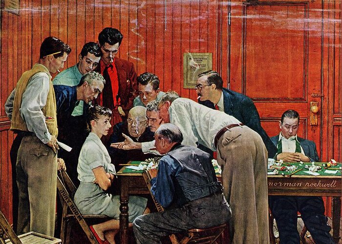 Courtroom Greeting Card featuring the painting Holdout by Norman Rockwell