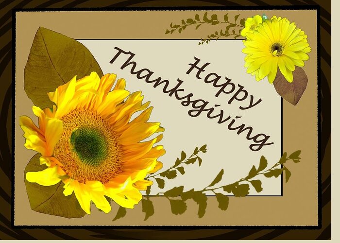 Digital Art Greeting Card featuring the digital art Holiday Cards Happy Thanksgiving by Delynn Addams by Delynn Addams