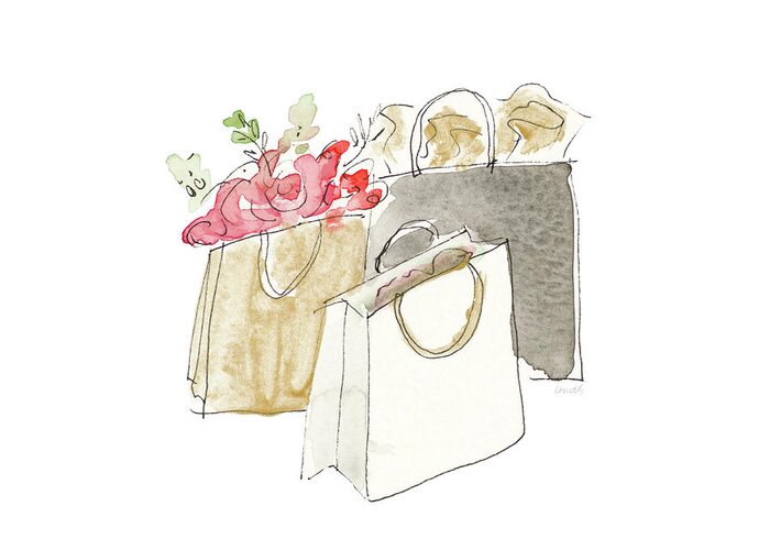 Holiday Greeting Card featuring the mixed media Holiday Shopping Bags II by Lanie Loreth