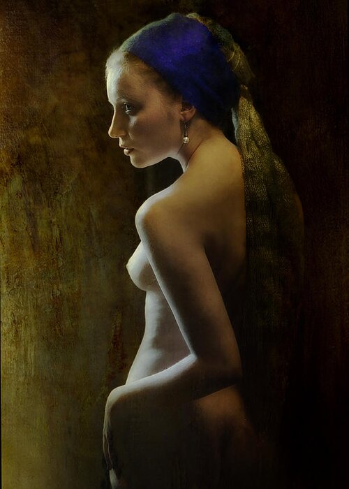 Fine Art Nude Greeting Card featuring the photograph Homage To Vermeer by Kenp