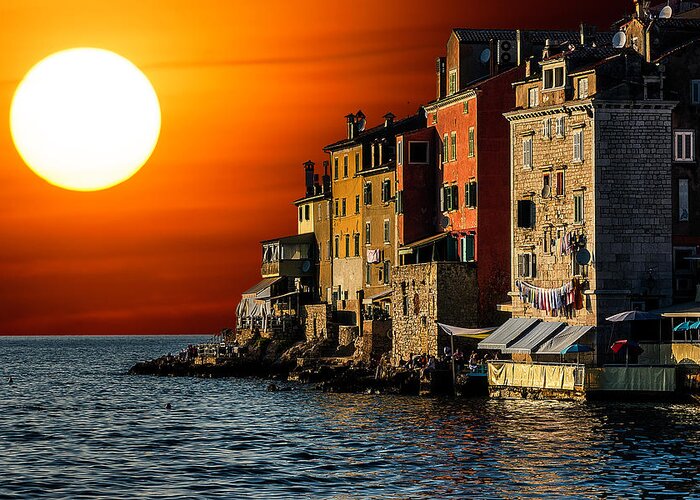 Rovinj Greeting Card featuring the photograph Homes with a view by Wolfgang Stocker