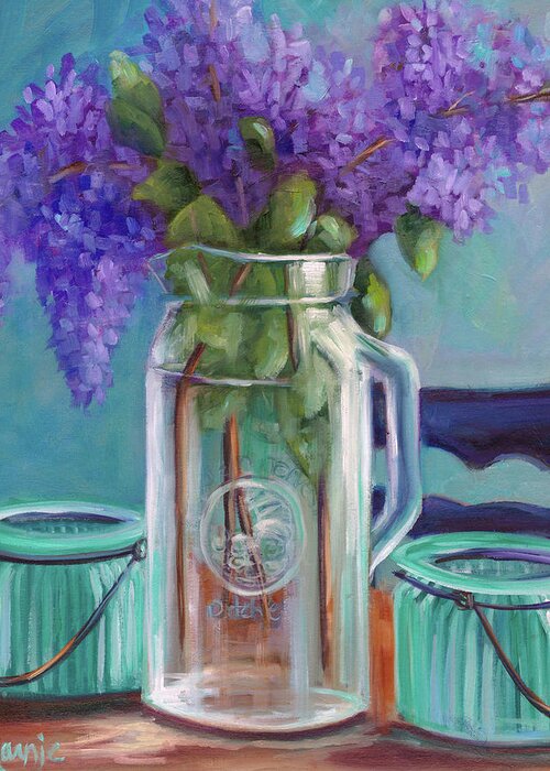 Homestead Lilacs Greeting Card featuring the painting Homestead Lilacs by Marnie Bourque