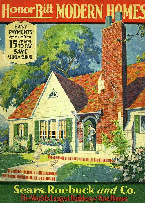 Honor Bilt Greeting Card featuring the mixed media Honor Bilt Modern Homes Sears Roebuck and Co 1930 by Unknown