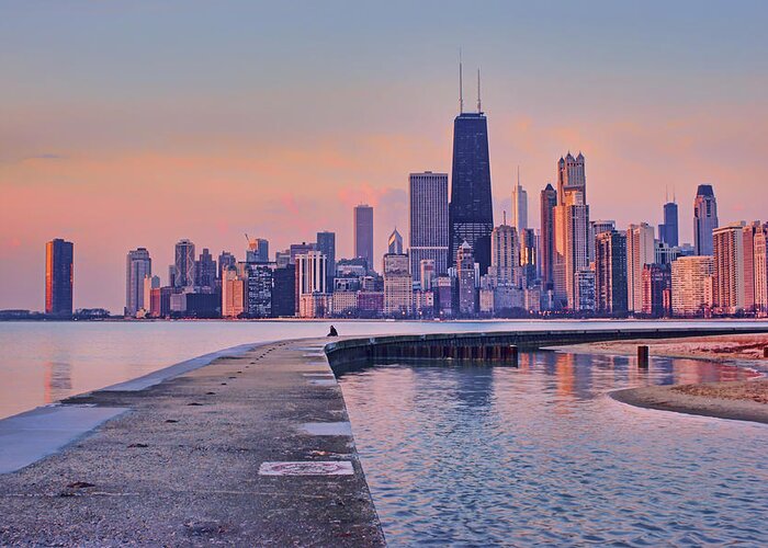 Hook Pier Greeting Card featuring the photograph Hook Pier - North Avenue Beach - Chicago by Nikolyn McDonald