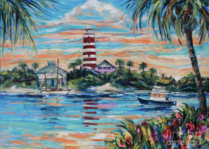 Ocean Greeting Card featuring the painting Hopetown Paradise by Linda Olsen