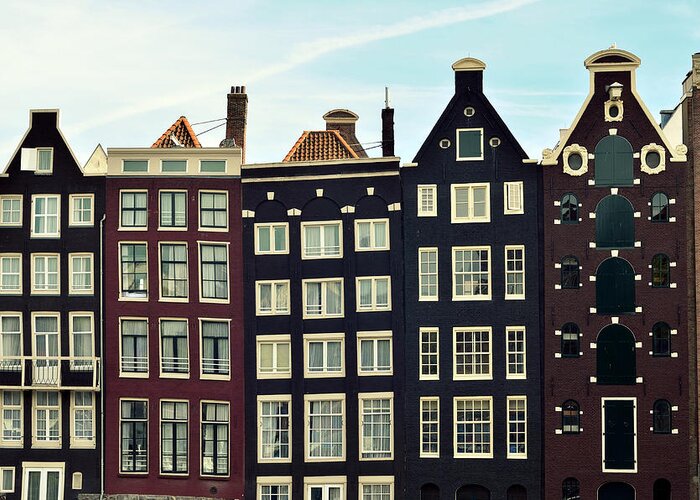 North Holland Greeting Card featuring the photograph Houses In Amsterdam, Netherlands by Photo By Ira Heuvelman-dobrolyubova