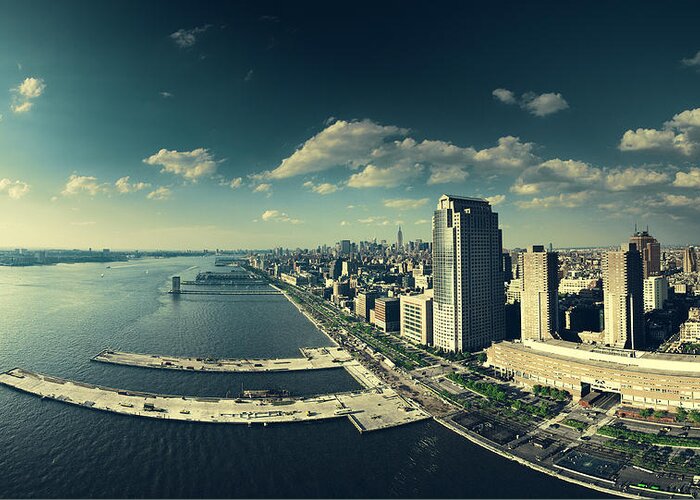 Battery Park Greeting Card featuring the photograph Hudson River New York City by Jens Karlsson
