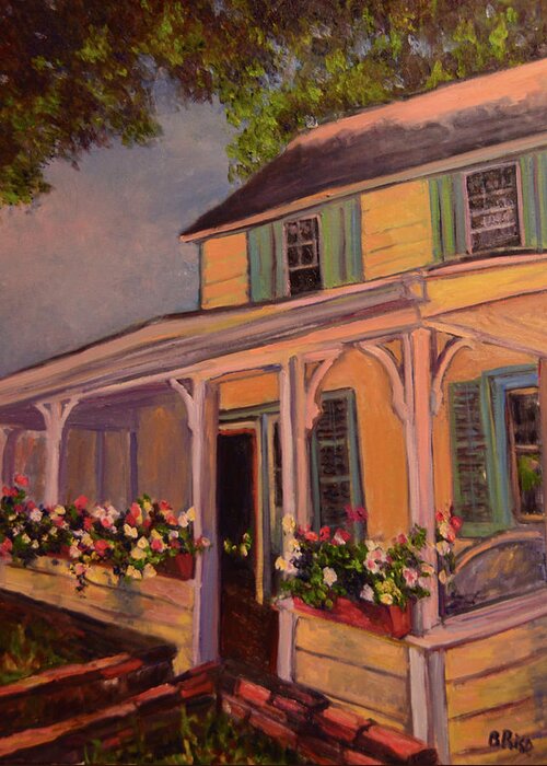 Huguenot St. Greeting Card featuring the painting Huguenot St House by Beth Riso