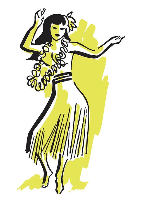 Activity Greeting Card featuring the drawing Hula Girl Dancing by CSA Images