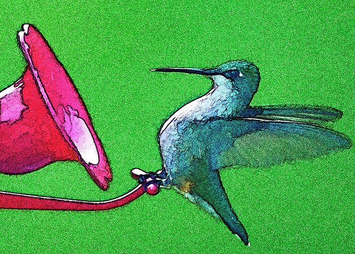 Bird Greeting Card featuring the digital art Hungry Hummer by Rod Melotte