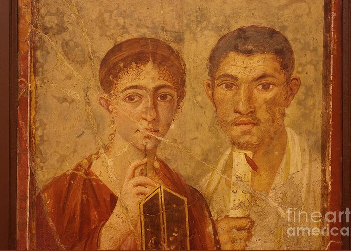 Terentius Neo Greeting Card featuring the photograph Husband And Wife Portrait From Pompeii by Marco Ansaloni/science Photo Library