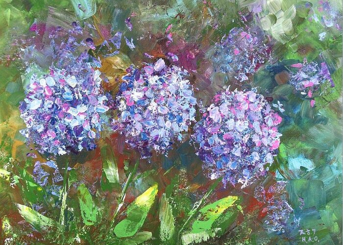  Greeting Card featuring the painting Hydrangea 5 by Helian Cornwell
