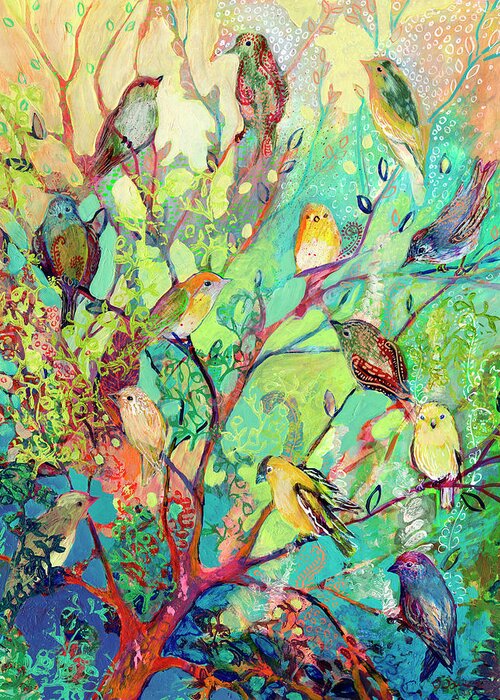 Bird Greeting Card featuring the painting I Am the Place of Refuge by Jennifer Lommers