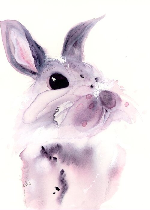Bunny Greeting Card featuring the painting I Didn't Mean To by Dawn Derman