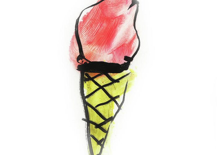 Unhealthy Eating Greeting Card featuring the digital art Ice Cream Cone by Heather Haworth