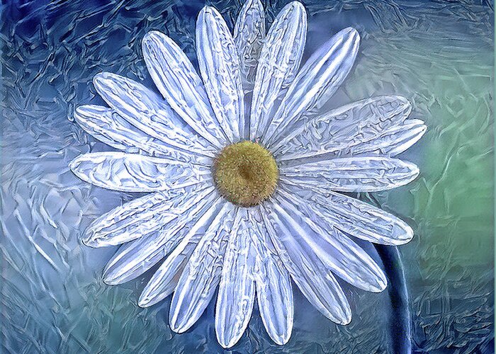 Flower Greeting Card featuring the digital art Ice Daisy Flower by Alex Mir