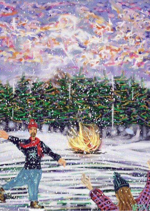 Ice Skating Greeting Card featuring the digital art Ice Skating by Angela Weddle