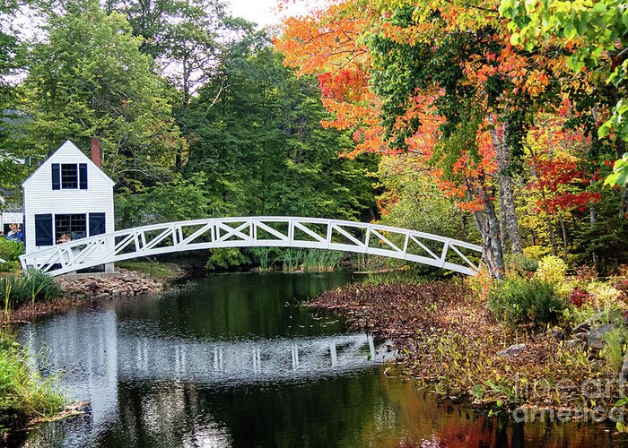 Somesville Bridge Greeting Card featuring the photograph Iconic Somesville Bridge in Autumn by Anita Pollak